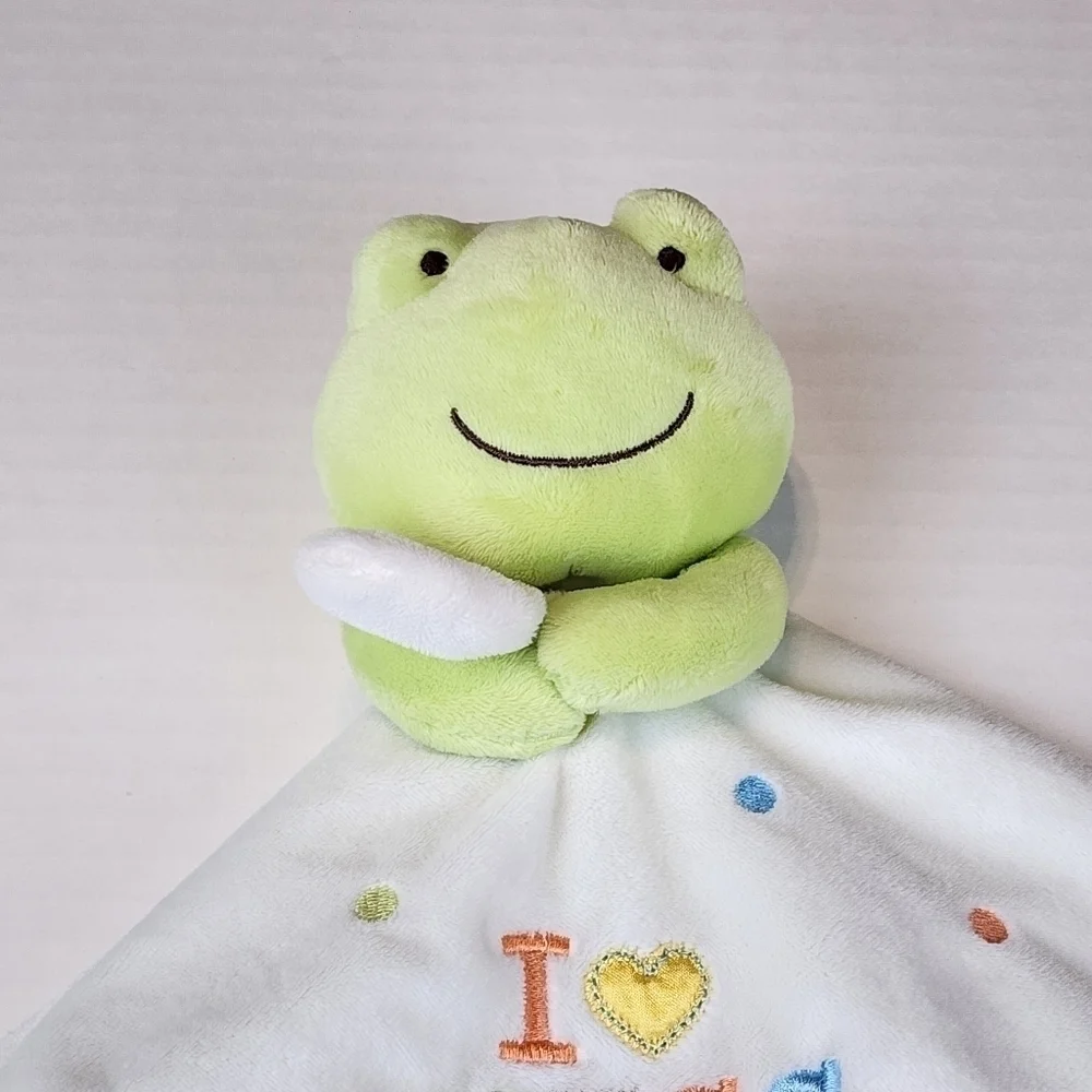 Carter's Frog Rattle I love hugs white  green  polka dots